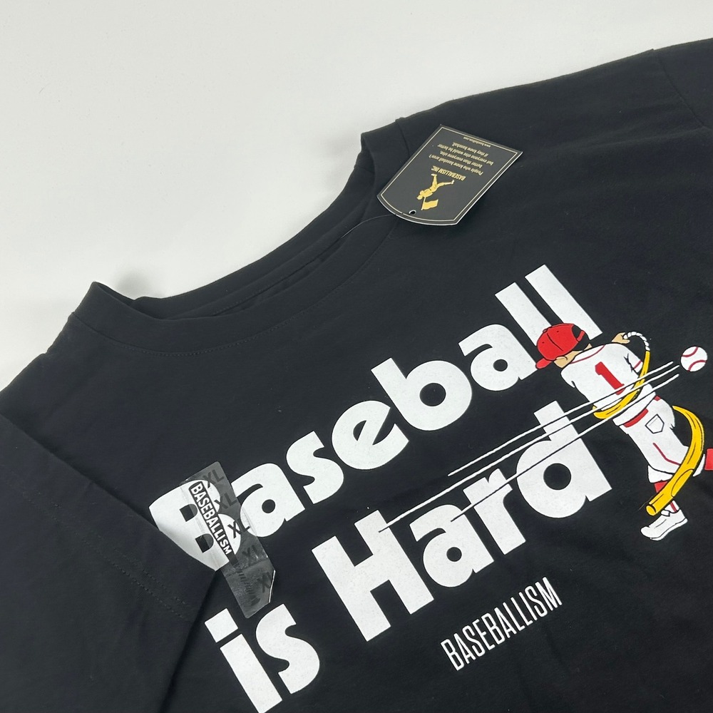 Baseballism Mens XL  Baseball is Hard Graphic T-Shirt Black NWT Cotton Tee